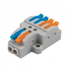 Клемма СМК 2х2 проходная разветвительная 2 полюса, с монтажной площадкой (1 ввод, 2 вывода на полюс), (5 шт./уп.)  07-5235-05  REXANT