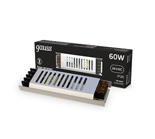 Блок питания 60W 24V IP20 ультратонкий 1/120  202002060  Gauss