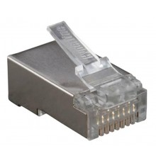 Разъем под витую пару PLUG-8P8C-U-C6-SH-100 RJ-45(8P8C) кат.6 (50 µ"/ 50м.дюй.),экранир.,универс.(д.одн.имногож.каб.) (100 шт)  49358  Hyperline