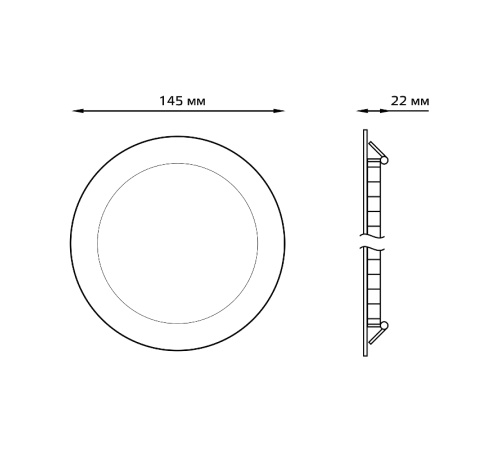 Встраиваемый светильник ультратонкий круглый IP20 9W 145х22 O 130 6500K 750лм 1/20  939111309  Gauss
