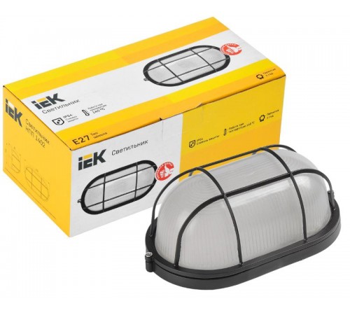 Светильник для ЖКХ НПП 1402 60Вт Е27 IP54 черный/овал с реш.  LNPP0-1402-1-060-K02  IEK