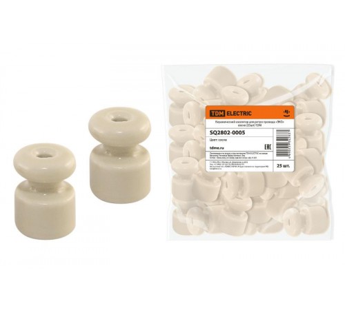 Керамический изолятор для ретро провода  "ЭКО" сосна (25шт)  SQ2802-0005  TDM