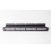 Коммутационная панель модульная 19", 24 порта, 1U, с метками для маркировки,с задним организатором (без модулей), черный  500006  SPL