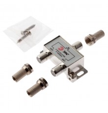 Делитель ТВ   D-F-04 2 ответвления под F разъём в комплекте 3 F разъёма 5-1000 МГц  Б0048323  ЭРА