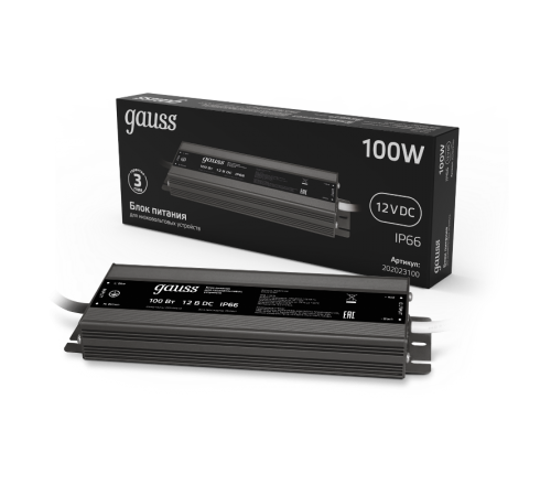 Блок питания для светодиодной ленты пылевлагозащищенный 100W 12V IP66  202023100  Gauss