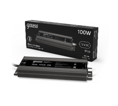 Блок питания для светодиодной ленты пылевлагозащищенный 100W 12V IP66  202023100  Gauss