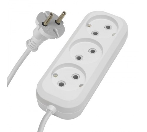 HM01-30-07 Удлинитель 3-местный б/з 2x0,75мм2, 7м, 220В, 10А, серия Home (У10-430), белый  39212  STEKKER