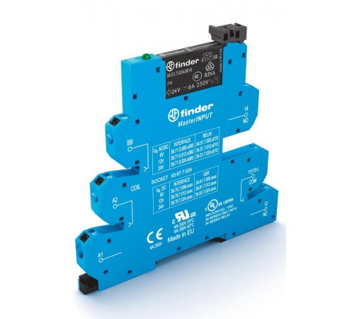 Интерфейсный модуль, электромеханические реле, серия MasterINPUT; 1CO 6A; контакты AgNi+Au; питание 6В AC/DC  397100065060  Finder
