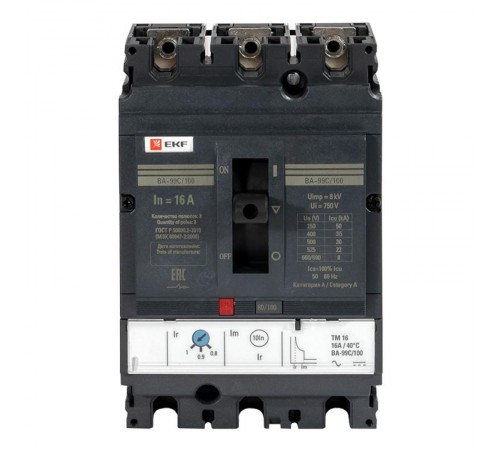 Выключатель автоматический ВА-99C (Compact NS) 100/16А 3P 36кА EKF PROxima  mccb99C-100-16  EKF