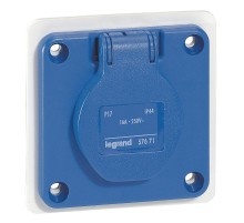 Встраиваемая розетка бытового назначения - P17 Tempra Pro - французский стандарт - со шторками - синий  057671  Legrand