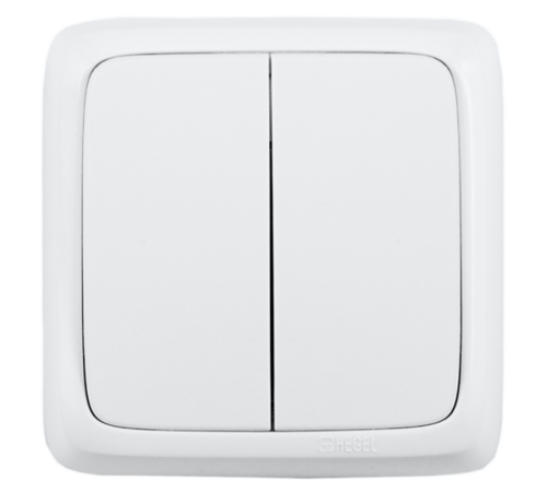 Выключатель открытой установки, двухклавишный, цвет белый  ВА10-151  HEGEL