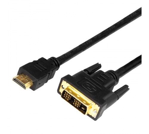 Шнур HDMI - DVI-D с фильтрами, длина 2 метра (GOLD) (PE пакет)  17-6304  REXANT