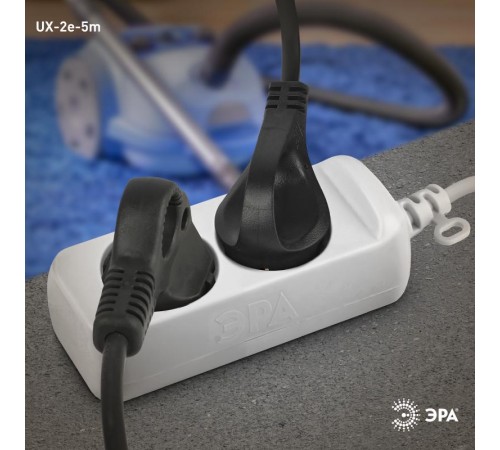 UX-2e-5m Удлин-ль c заземл, 3х0,75мм2, ПВС, 2гн, 5м (5/20/720)  Б0038574  ЭРА