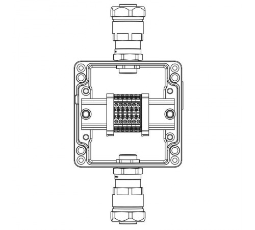 Коробка клеммная Ex из алюминия: 1Ex e IIC Т5 Gb / Ex tb IIIB T95°C DbIP66: Клеммы 2,5 кв.мм. -6 шт. : А, С: ввод D8-13мм под небронированныйкабель в