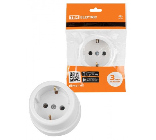 Розетка 2П+З открытой установки IP20 16А белая "Ретро"  SQ1806-0527  TDM