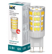 Лампа светодиодная CORN капсула 5Вт 230В 4000К керамика G9 IEK  LLE-CORN-5-230-40-G9  IEK