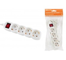 Удлинитель бытовой  У04В выключатель, 4 гнезда, 3метра, с заземлением, ПВС 3х1мм2  16А/250В   SQ1303-0111  TDM