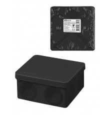Коробка распаячная, двухкомпонентная, ОП 100х100х50 мм, IP66, 8 вх., черная, инд. штрихкод  SQ1401-2913  TDM