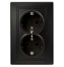 1-205-05 Intro Розетка 2X2P+E Schuko, 16А-250В, IP20, СУ, Plano, антрацит  Б0044570  Intro