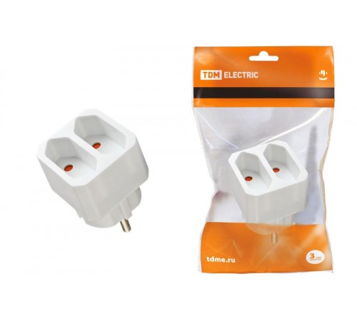 Блок на 2 гнезда 2П 2,5 А 250 B под плоскую вилку белый  SQ1806-0206  TDM