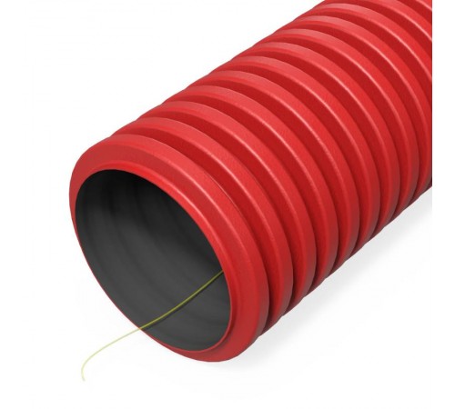 Труба гофрированная двустенная ПНД  гибкая тип 1250 (SN26) с/з красная d110 мм (50 м/уп)  PR15.00981  Промрукав