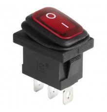 Выключатель клавишный 250V 6А (3с) ON-OFF красный с подсветкой Mini ВЛАГОЗАЩИТА  36-2175  REXANT