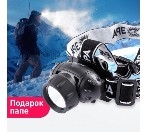 Фонарь светодиодный налобный GB-410 на батарейках 3хААА, 3 режима, черный, IP44  Б0051463  ЭРА