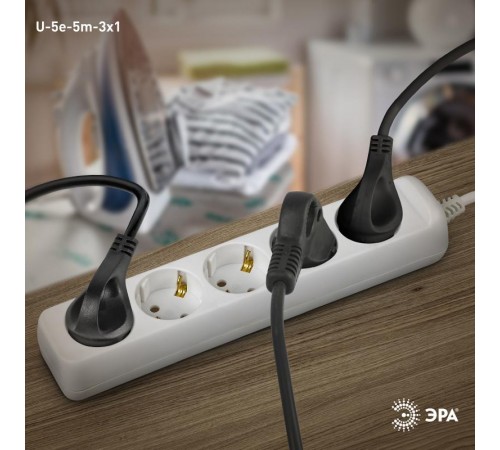 Удлинитель 5 гнезда 5м с/з U-5e-5m ПВС  Б0028377  ЭРА