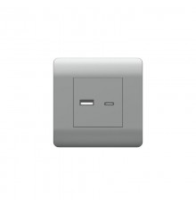 Розетка USB A+С, 5В/2,1А, серебряный(NEW3-E)  431451  CHINT