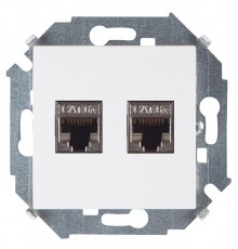 Simon 15 Белый Розетка компьютерная двойная RJ45 кат.6а (АМР, FTP)  1591564-030  Simon