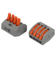 Клемма  NO-225-384 универсальная 222-414 с рычагами 4-проводная 0.08-2.5/4 мм2 упаковка 20 шт  Б0067910  ЭРА