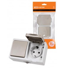 Блок комбинированный (горизонтальный) выключатель 1-кл. + розетка 2П+З с з/ш БКВР IP54 "Вуокса" TDM  SQ1803-0010  TDM