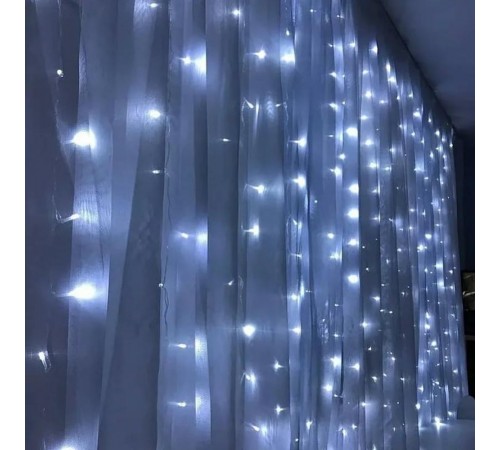 Гирлянда - занавес CL18  160 диодов  5000K , эффект стробов, 1,5*1,5м + 3м IP44 прозрачный шнур  32327  FERON