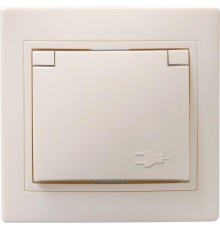 КВАРТА Кремовый Розетка 1-местная c з/к со шторками с крышкой 16А РСбш10-3-ККм  ERK12-K33-16-DM  GENERICA