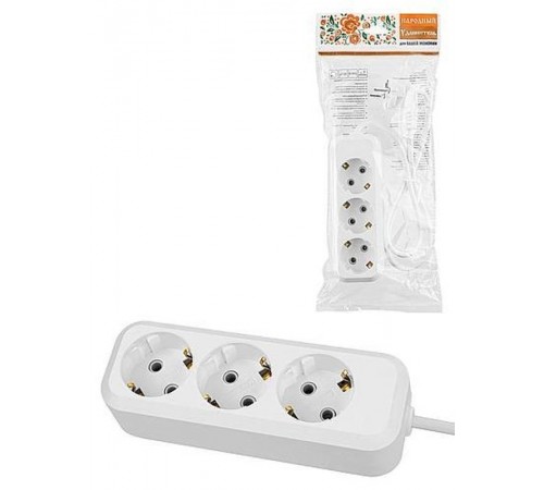 Удлинитель 3 гнезда, 10 метров, с/з, 16 А, 3500 Вт, белый, НАРОДНЫЙ  SQ1303-1404  TDM