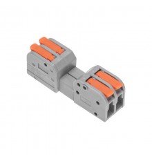 Клемма СМК 222-422R проходная разъемная 2 полюса серая 0,2-2,5/4мм (блистер 5 шт/уп)  07-5262-5  REXANT