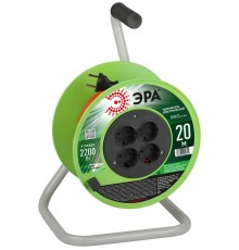 Удлинитель силовой  RP-4-2x1.0-20m на пластиковой катушке без заземления 4 розетки 20м ПВС 2х1мм2   Б0059781  ЭРА
