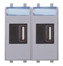 USB зарядное устройство модульное, "Avanti", "Закаленная сталь", 2модуля  4404542  DKC
