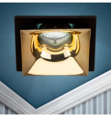 Cветильник встраиваемый декоративный KL102 BK/GD MR16 GU5.3 черный золото  Б0056358  ЭРА