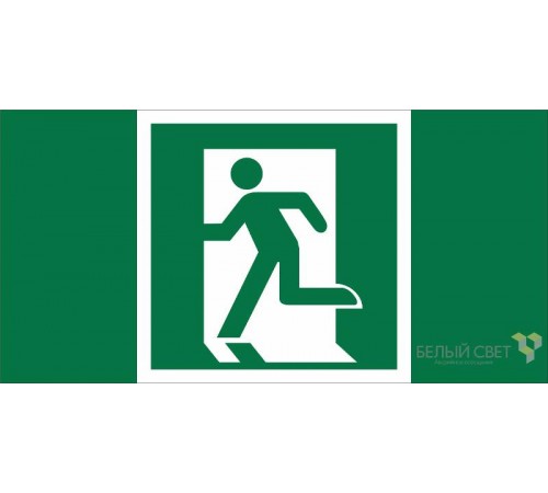 Знак безопасности BL-3015B.E01-01''Выход здесь (лев.)''  a19650  Белый свет