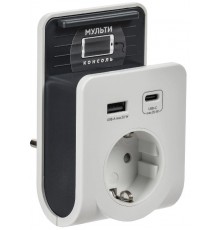 Адаптер Т-03/01 1 место 2P+PE 16А 2хUSB A+C 20Вт бел.  WTP11-16-01-1A1C-ZU-K01  IEK