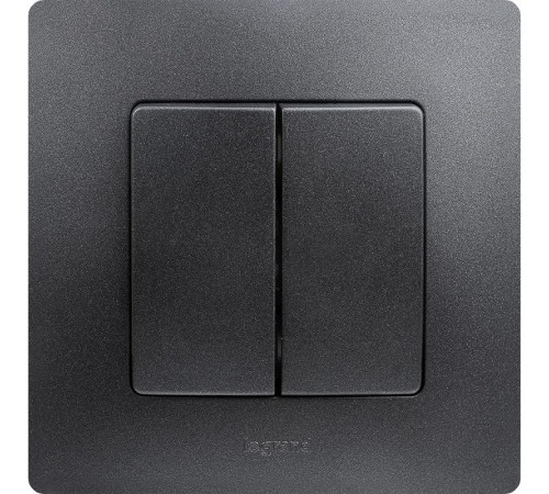 Etika Антрацит Выключатель 2-клавишный, автозажимные клеммы, 10 AX, 250 В  672602  Legrand