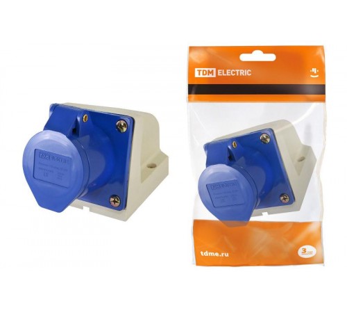 Розетка 113 стационарная 2Р+РЕ 16А 220В IP44   SQ0602-0001  TDM