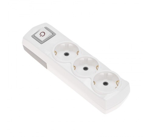 Колодка PREMIUM 3 гнезда, с/з, с выключателем, белый  13-4401  REXANT