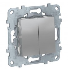 Unica New Алюминий Выключатель 2-клавишный, сх. 5  NU521130  Schneider Electric