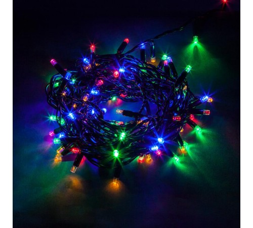 Гирлянда елочная  500 диодов  мульти, CL92   10 веток (5м) + 1.5м зеленый шнур, IP44  32376  FERON