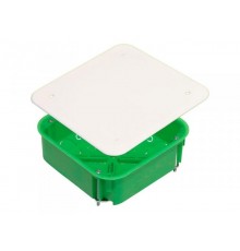 Коробка распределительная с/у 106х106х45 (ниша) металлические лапки (для полых стен), габариты: 113x113x45, квадрат с крышкой IP30  КР1201  HEGEL