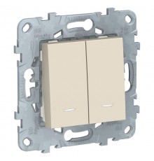 Unica New Бежевый Выключатель 2-клавишный, 2 мод., с подсветкой, 2 х сх.1а  NU521144N  Schneider Electric