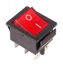 Выключатель клавишный 250V 15А (6с) ON-ON красный с подсветкой  36-2350  REXANT