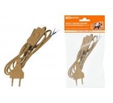 Шнур с выключателем и плоской вилкой ШУ01В ШВВП 2х0,75мм2 2м. бронза  SQ1305-0003  TDM